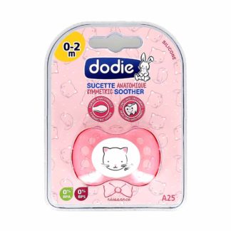 Dodie Anatomische Siliconen Fopspeen 0-2 maanden Kat Roze A25