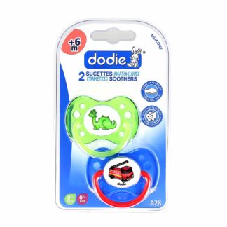 Dodie Anatomische Siliconen Fopspeen +6 maanden Dinosaurus/Vuurwagen A28