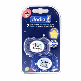 Dodie Anatomische Siliconen Fopspeen Nacht +6 maanden Transparant/Blauw A36