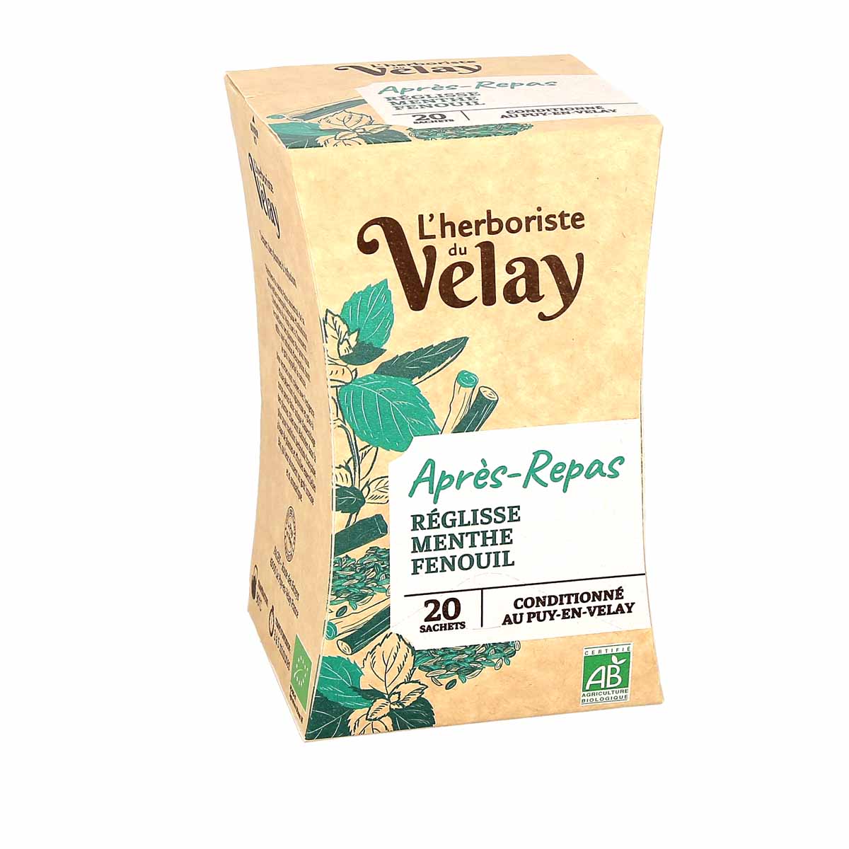 L'Herboriste du Velay Infusion Reglisse Menthe Fenouil Digestion Bio 20 Sachets