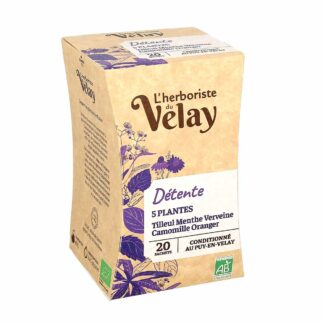 L'Herboriste du Velay Infusion Speciale 5 Plantes Détente Bio 20 Sachets