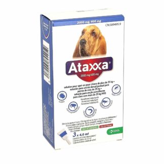 Ataxxa 2000mg/400mg Spot-on oplossing voor honden vanaf 25kg, doos van 3 pipetten