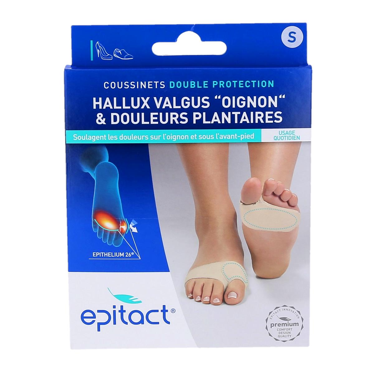 Epitact Kussentjes met dubbele bescherming tegen hallux valgus („knoopteen”) en pijn aan de voetzool