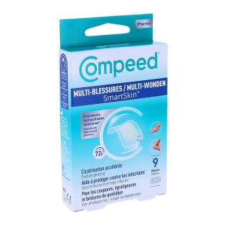 Compeed Multi-Blessures SmartSkin, waterdichte hydrocolloïde pleisters, maat: middelgroot (30 x 60 mm), doosje met 9 pleisters